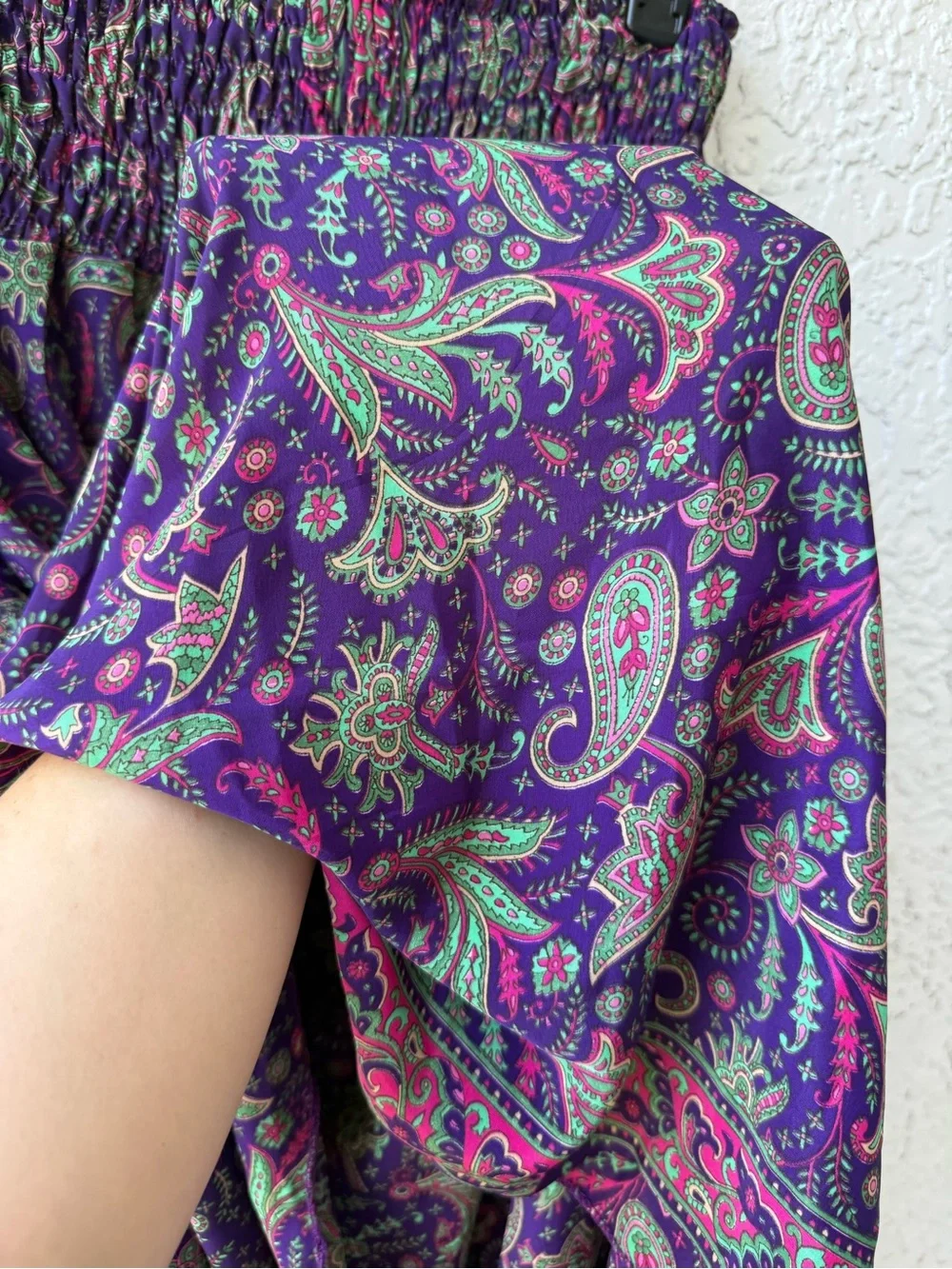 Wide-Leg Paisley Palazzo Pants one size